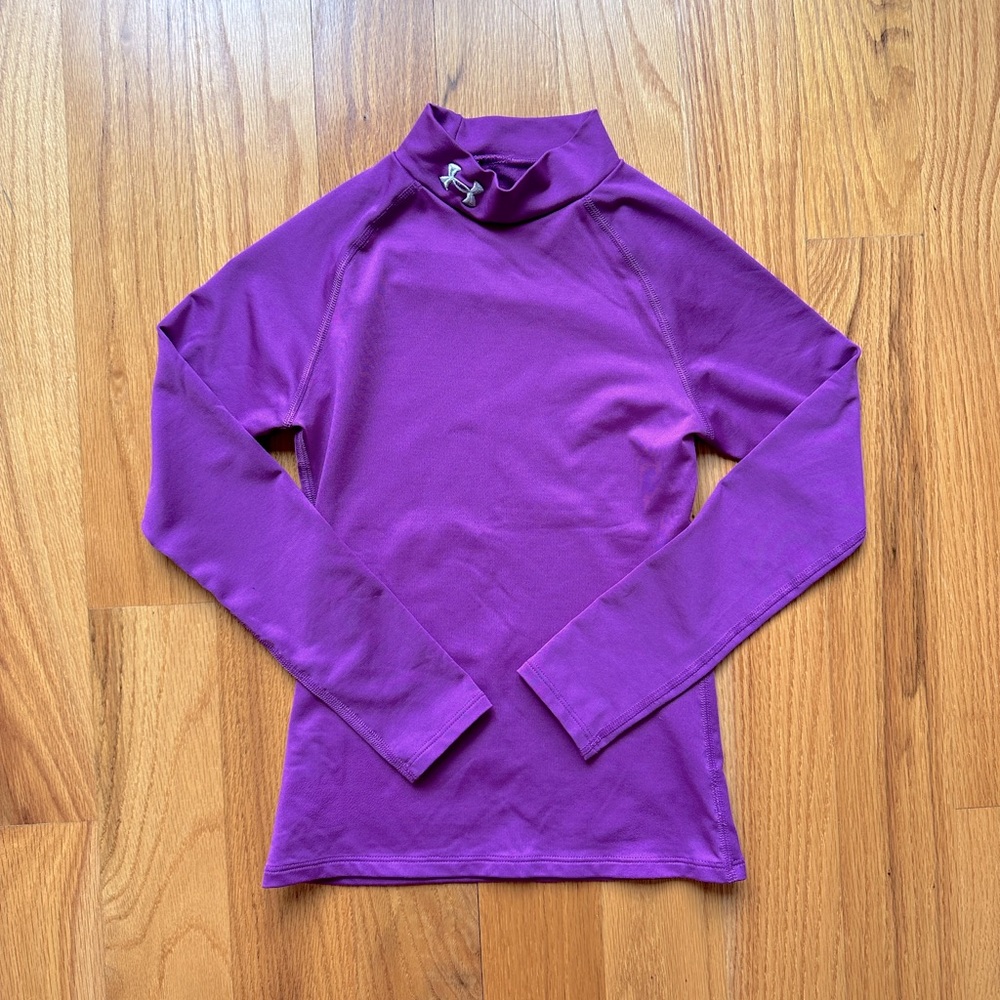 Kids size small coldgear purple/magenta mock neck long sleeve